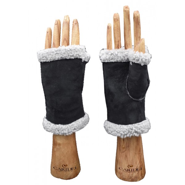 Guanto Donna in vera pelle Merinos senza dita, cucito a mano.